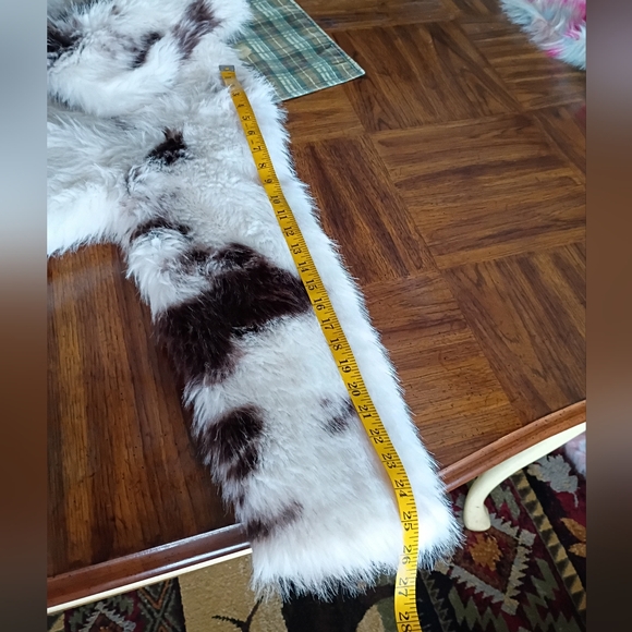 NEW NVLT Anthropologie Cow Print Fuzzy Faux Fur Long Coat Size Large - Picture 15 of 16